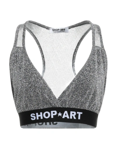 Shop ★ Art Shopart Woman Top Silver Size Xs Polyamide, Metallic Fiber