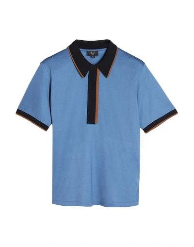 Dunhill Polo Shirts In Slate Blue