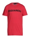 Dsquared2 Red Crewneck T-shirt With Logo Lettering On The Front In Red
