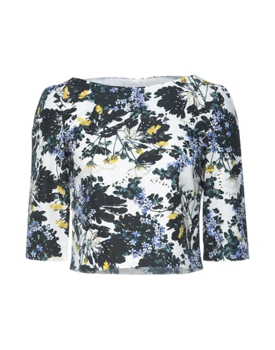 Erdem Floral-print Cotton-blend Faille Top In White