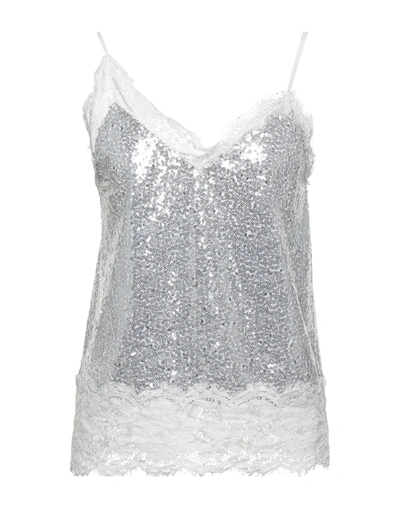 Pinko Woman Top Grey Size 8 Polyester, Cotton, Polyamide