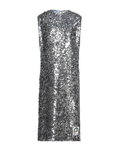 Prada Midi Dresses In Silver