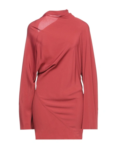 Rick Owens Short Dresses In Brick Red