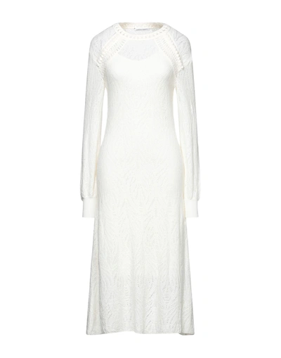 Alberta Ferretti Midi Dresses In Ivory