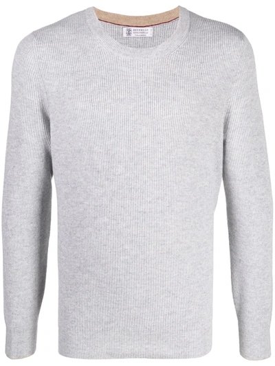 Brunello Cucinelli Ribbed-knit Cashmere Jumper In Grey