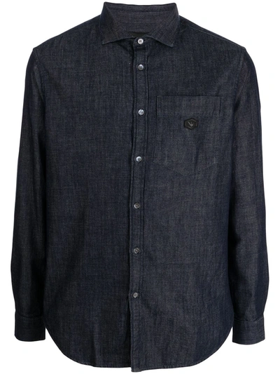 Emporio Armani Eco Project Recycled-denim Shirt In Blue