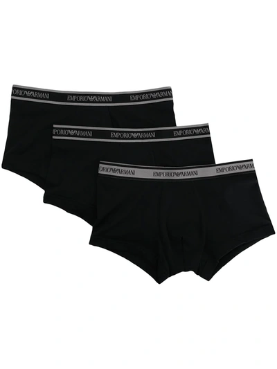 Emporio Armani Logo-waistband 3 Pack Boxers In Black