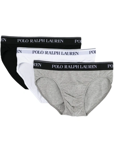 Polo Ralph Lauren Three Pack Logo Waistband Briefs In Black