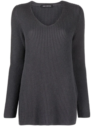 Iris Von Arnim Purl-knit Scoop-neck Jumper In 灰色