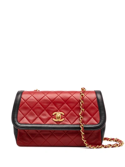 Pre-owned Chanel 1990s Cc Diamond-quilted Shoulder Bag In Red