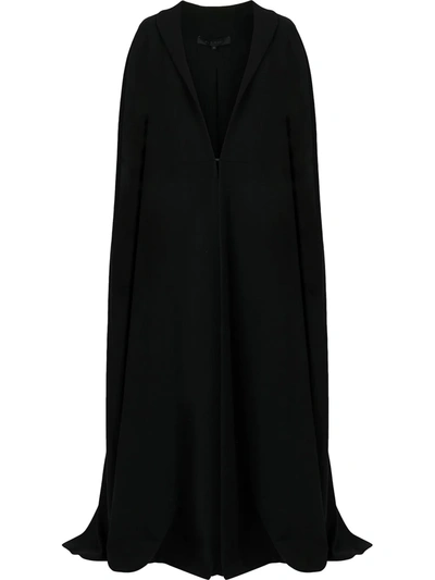 Elie Saab Full Length Wool Cape In Black