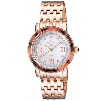 Gv2 By Gevril Marsala Tortoise Diamond Mother Of Pearl Dial Ladies Watch 9853b In Gold Tone / Mop / Mother Of Pearl / Rose / Rose Gold Tone / Tortoise
