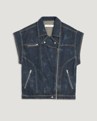 Iro Ulmes Oversized Denim Moto Vest In Moonlight Blue ModeSens