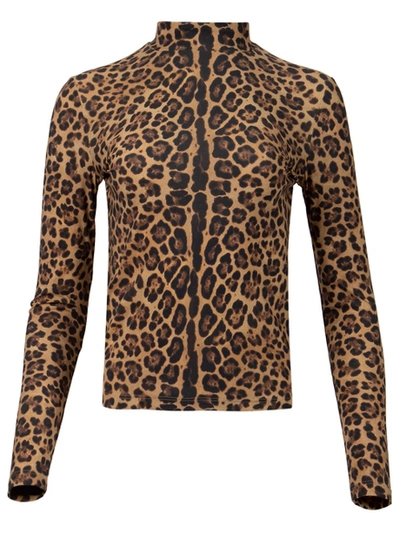 Valentino Leopard Print Turtleneck Top In Brown