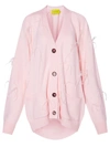 MARQUES' ALMEIDA OVERSIZED FEATHER CARDIGAN PINK