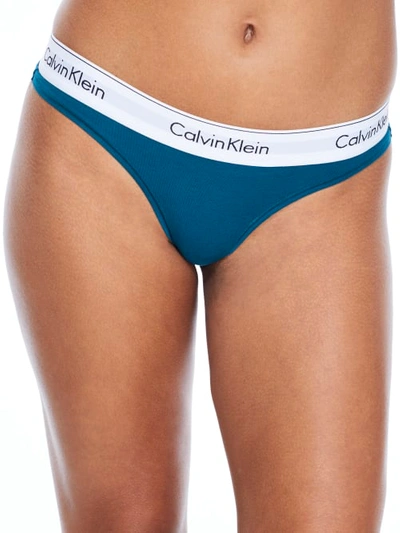 Calvin Klein Modern Cotton Thong In Topaz Gemstone