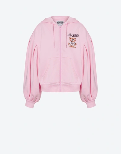 Moschino Painted Teddy Bear Cotton Sweatshirt In Pink