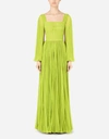 Dolce & Gabbana Dresses - Long Chiffon Dress With Sunray Pleats In Green
