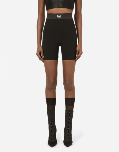 Dolce & Gabbana Jersey Cycling Shorts In Black