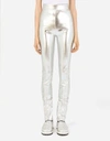 DOLCE & GABBANA FOILED JERSEY LEGGINGS WITH DRAPING