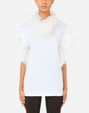 DOLCE & GABBANA JERSEY T-SHIRT WITH FEATHERS