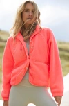 Fp Movement Free People  Hit The Slopes Fleece Jacket In Neon Coral