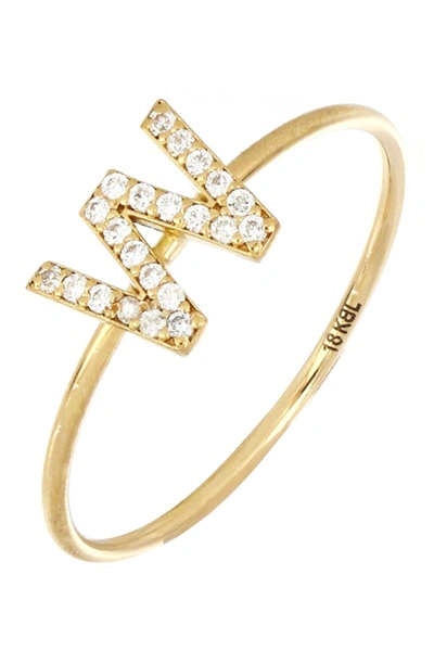 Bony Levy 18k Yellow Gold Pave Diamond Initial Ring In W