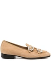 Edhen Milano Crystal Buckle Loafers In Braun