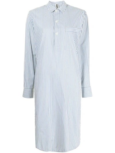 Tekla Striped Poplin Nightshirt Dress In Blue