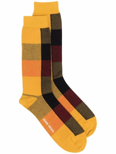Henrik Vibskov Check Pattern Socks In Yellow