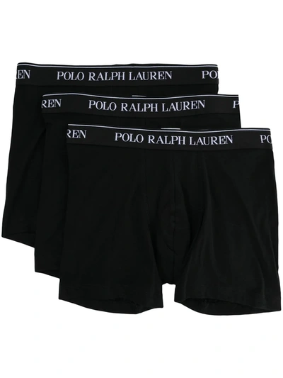 Polo Ralph Lauren Logo Waistband Boxer Briefs (set Of Three) In Black