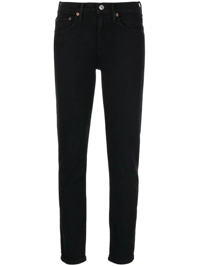 Re/done Cropped-leg Skinny Jeans In Black