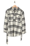 Laundry By Shelli Segal Tie Shacket In Blk Ivory Plaid
