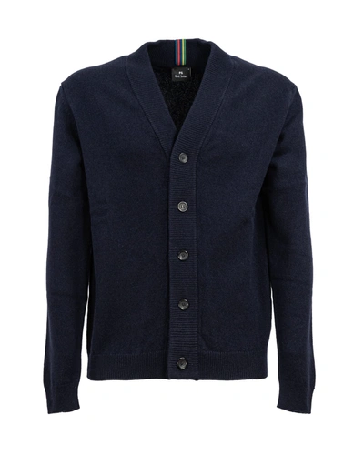 Paul Smith Wool Cardigan In Blue