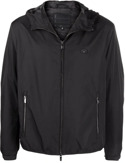 Emporio Armani Logo-patch Zip-up Lightweight Jacket In Black