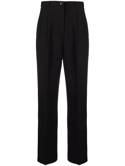 Tory Burch Pleat-detail Four-pocket Tailored Trousers In Black