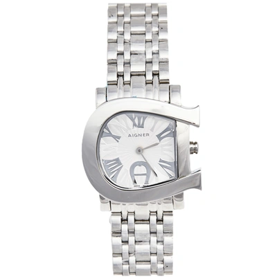 Pre-owned Aigner Silver Stainless Steel Genua Due A31600 Women's Wristwatch 31 Mm