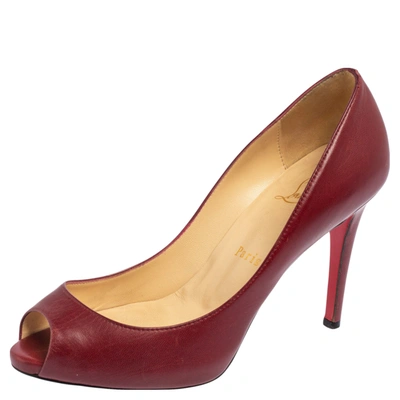Pre-owned Christian Louboutin Burgundy Leather Yoyo Pumps Size 36.5