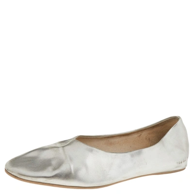 Pre-owned Stella Mccartney Silver Faux Leather Ballet Flats Size 36
