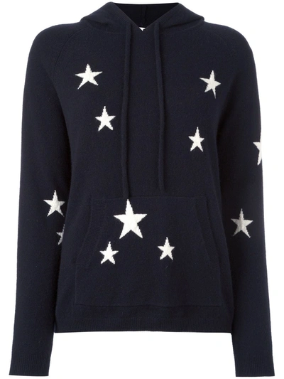 Chinti & Parker Cashmere Star Intarsia Hooded Sweater In Blue
