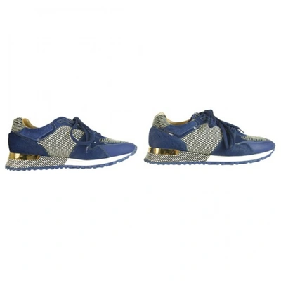 Pre-owned Louis Vuitton Run Away Leather Trainers In Blue