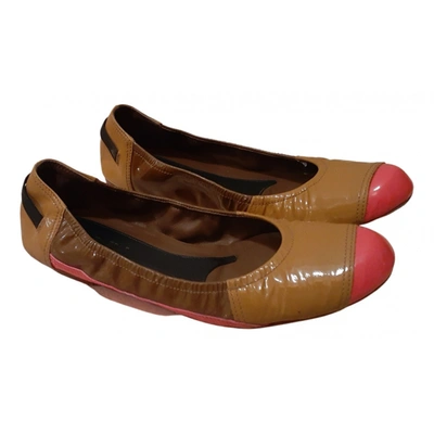 Pre-owned Marni Patent Leather Ballet Flats In Camel