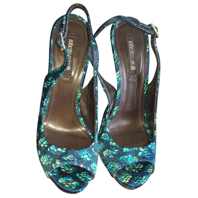 Pre-owned Roberto Cavalli Cloth Sandals In Green
