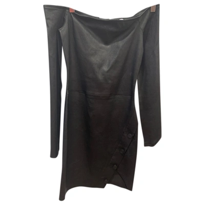 Pre-owned Rta Leather Mini Dress In Black