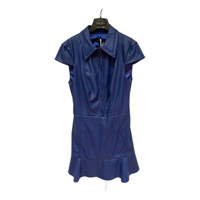 Pre-owned Elisabetta Franchi Leather Mid-length Dress In Blue