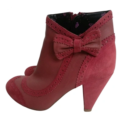 Pre-owned Fornarina Leather Ankle Boots In Red