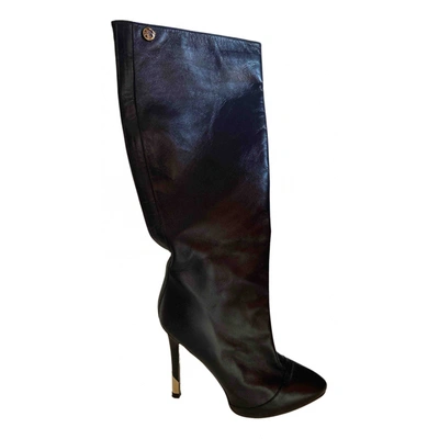 Pre-owned Versace Leather Boots In Blue