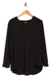 Adrianna Papell Solid Textured Stripe Tunic In Black