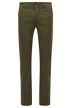 Hugo Boss - Slim Fit Casual Chinos In Brushed Stretch Cotton - Dark Green