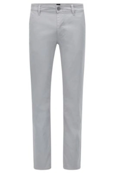Hugo Boss - Slim Fit Casual Chinos In Brushed Stretch Cotton - Silver